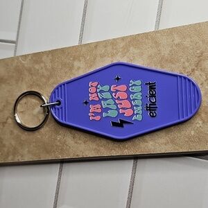 Motel Style Purple Keychain with Fun Quote